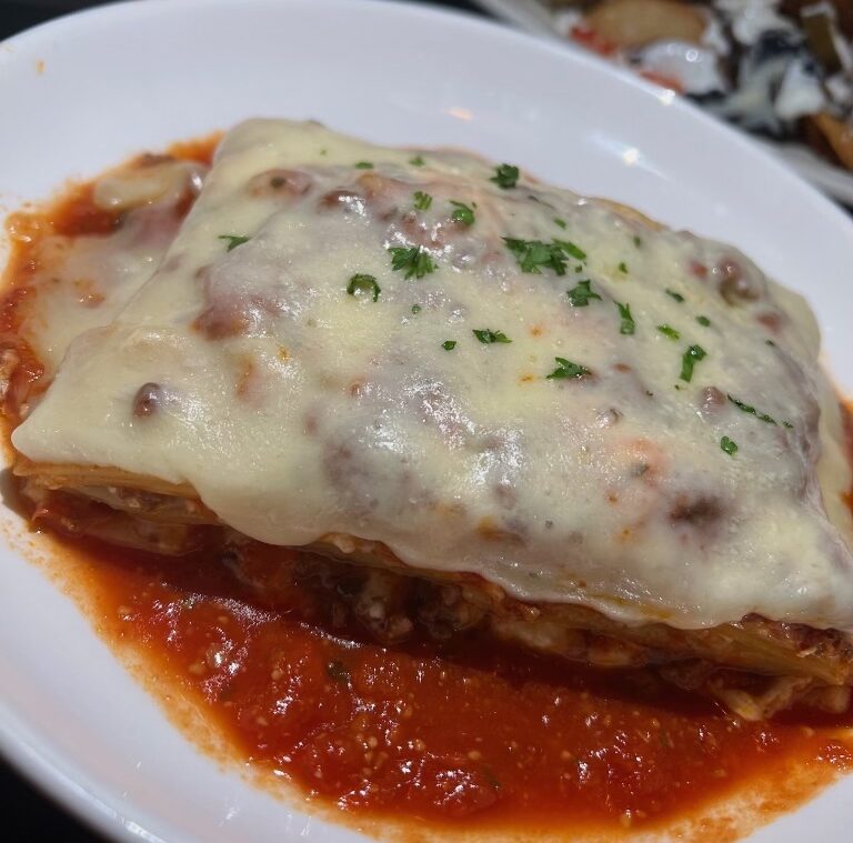 Lasagna catering tray from ECB in Ridgewood, Queens