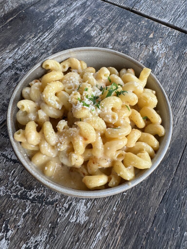 Mac & Cheese catering tray from ECB in Ridgewood, Queens
